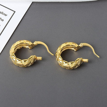 Women's Korean-style Diamond-embedded Gold-plated Ins Internet-famous Versatile Earrings-Jewearrings