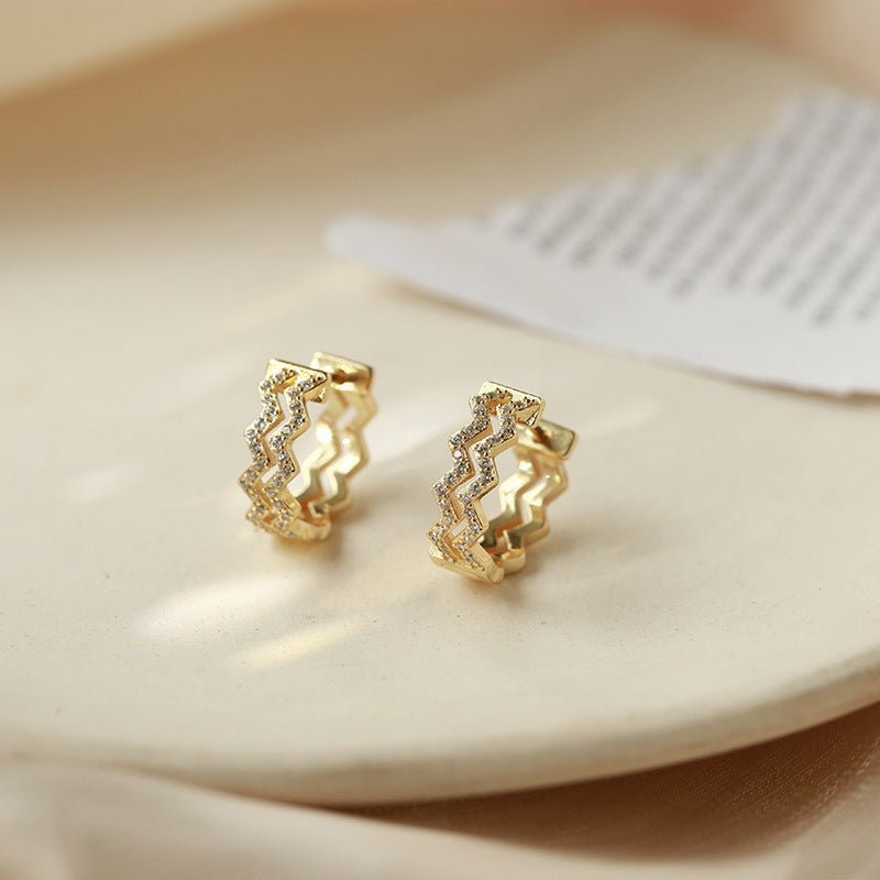 Women's Korean-style Diamond-embedded Gold-plated Ins Internet-famous Versatile Earrings-Jewearrings