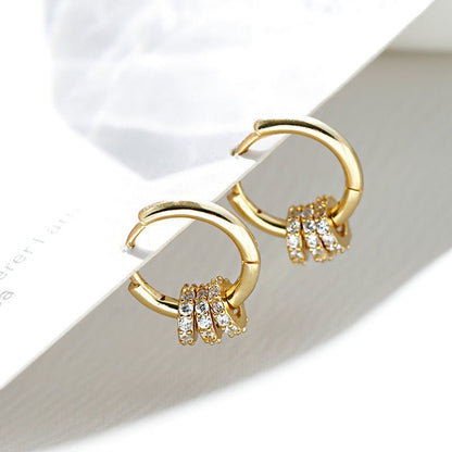 Women's Korean-style Diamond-embedded Gold-plated Ins Internet-famous Versatile Earrings-Jewearrings