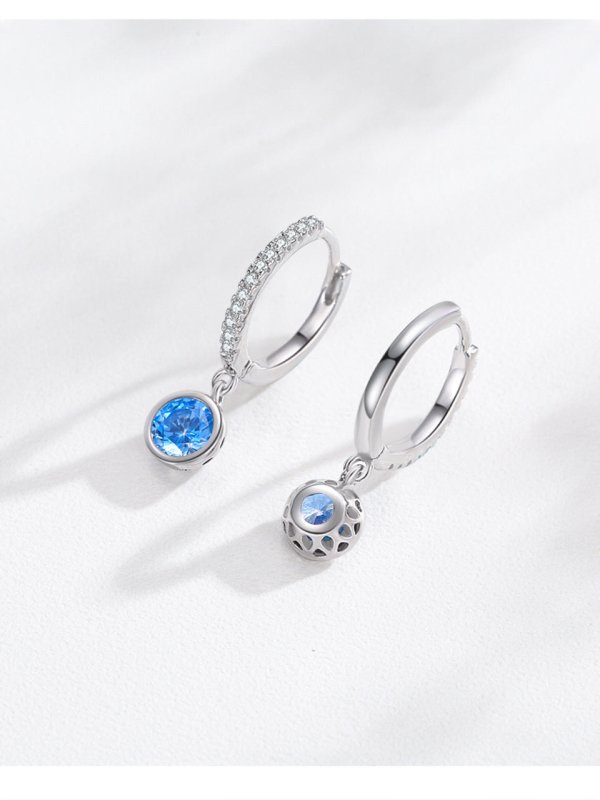 Women's Light Luxury Sea Blue Artificial Diamond Earrings Necklace-Jewearrings