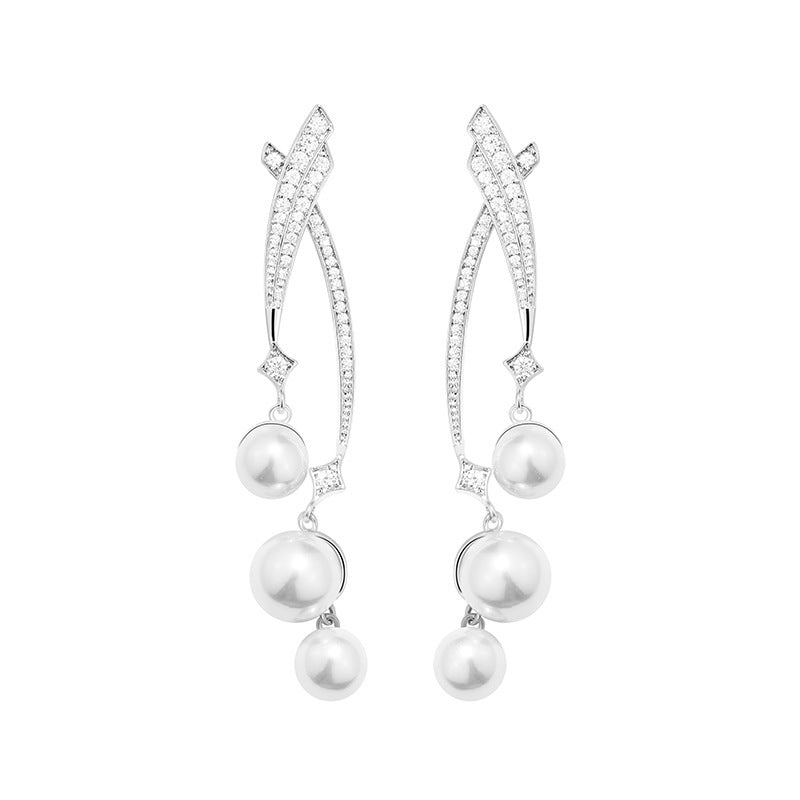 Women's Long Silver Pin High Quality Earrings-Jewearrings