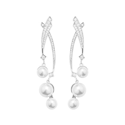 Women's Long Silver Pin High Quality Earrings-Jewearrings