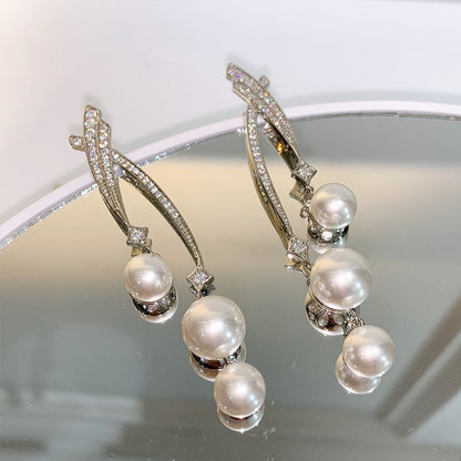 Women's Long Silver Pin High Quality Earrings-Jewearrings