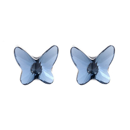 Women's Luxury Simple Butterfly Blue Crystal Earrings-Jewearrings