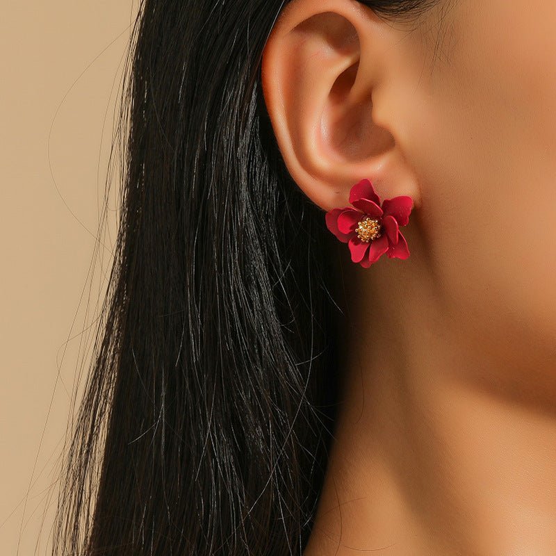 Women's Personality Creative Multi-layer Petal Flower Stud Earrings-Jewearrings