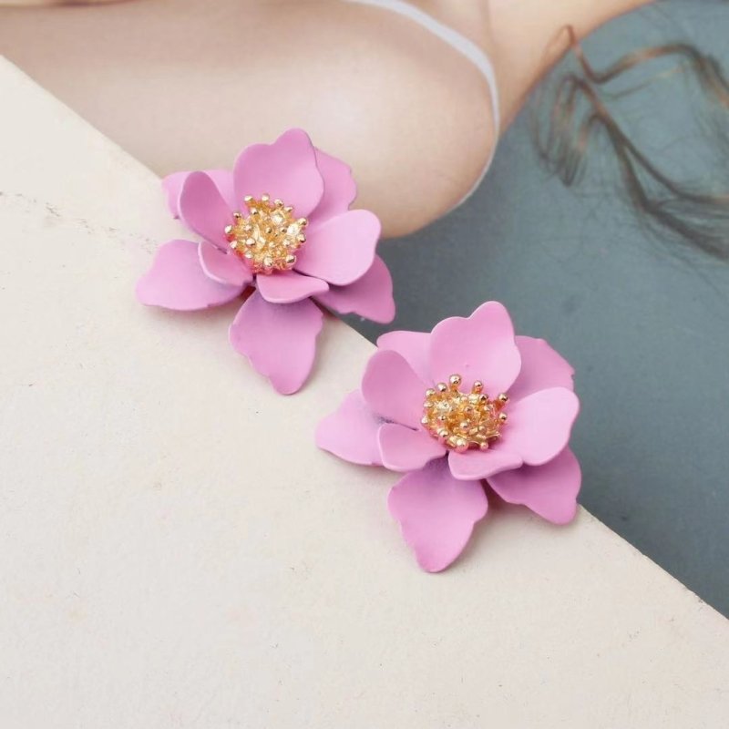 Women's Personality Creative Multi-layer Petal Flower Stud Earrings-Jewearrings