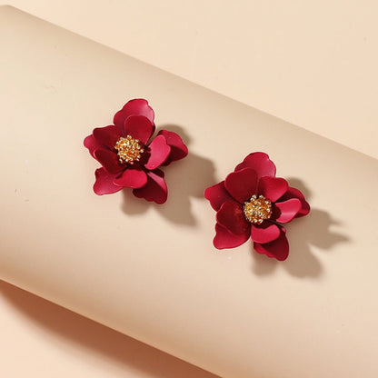 Women's Personality Creative Multi-layer Petal Flower Stud Earrings-Jewearrings