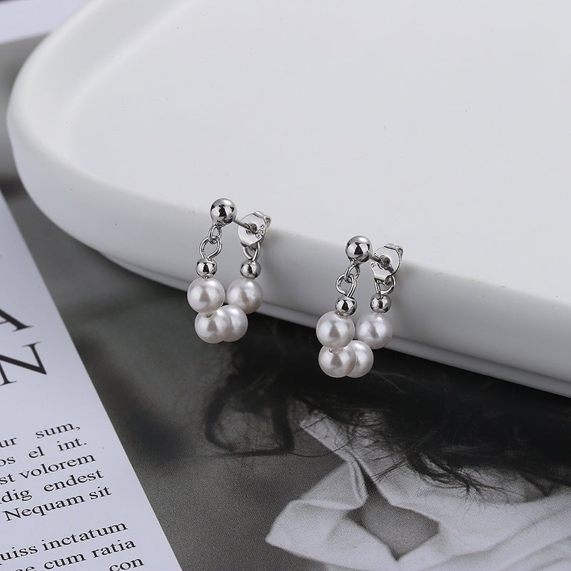 Women's Retro French Pearl Baroque Earrings-Jewearrings