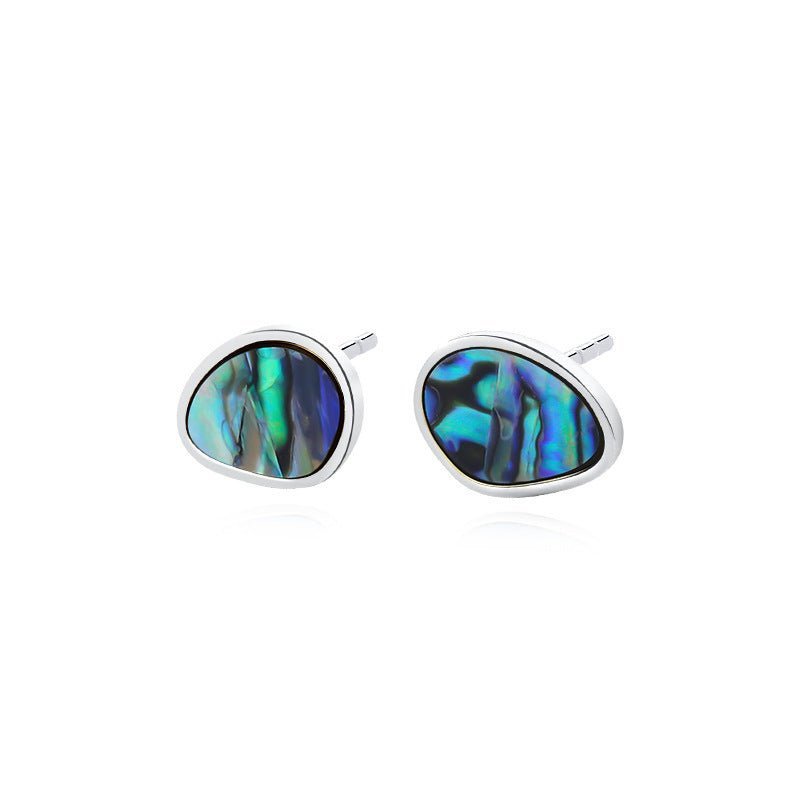 Women's Retro Sterling Silver Abalone Shell Modelling Earrings-Jewearrings