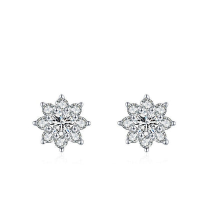 Women's S925 Sterling Silver Special-interest Design Flower Stud Earrings-Jewearrings