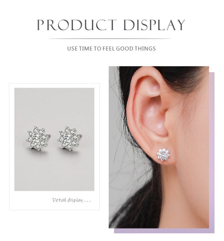 Women's S925 Sterling Silver Special-interest Design Flower Stud Earrings-Jewearrings