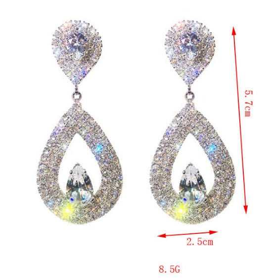 Women's Shiny Diamond-encrusted Drop Earrings-Jewearrings