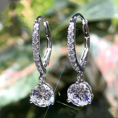 Women's Short Sterling Silver Drop Earrings With Diamond Pear Shape-Jewearrings