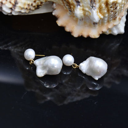 Women's Simple Baroque Pearl Stud Earrings-Jewearrings