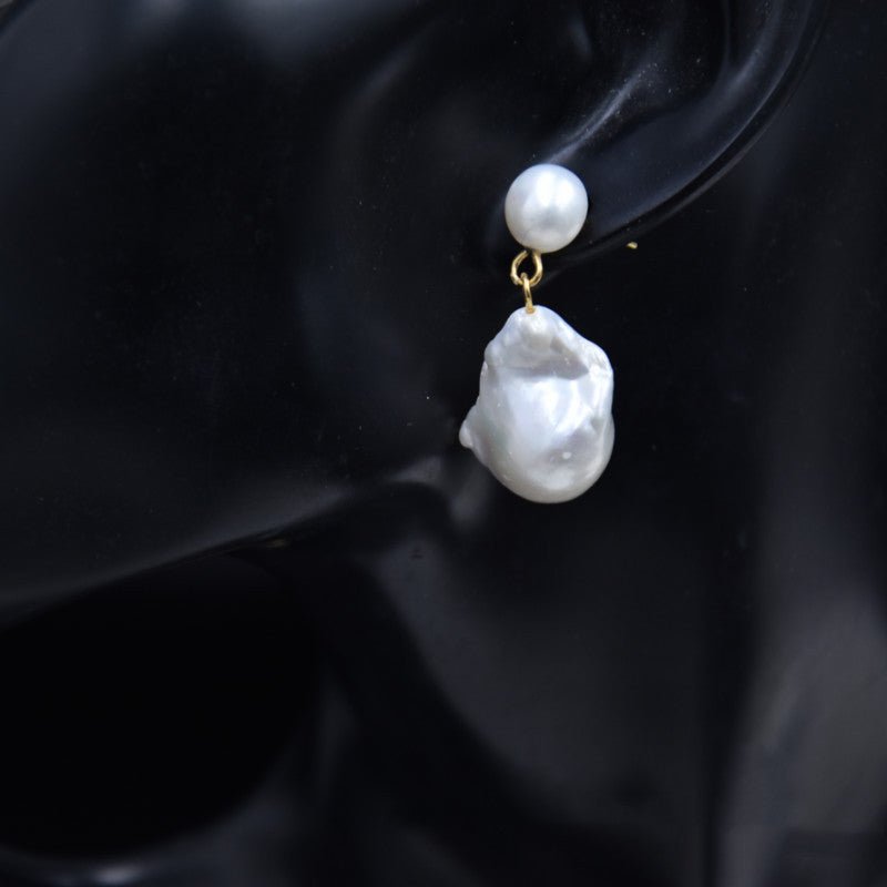 Women's Simple Baroque Pearl Stud Earrings-Jewearrings