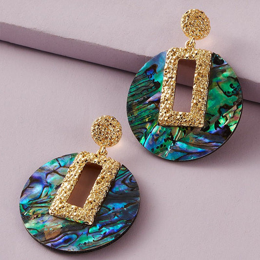 Women's Simple Design Acrylic Abalone Shell Earrings-Jewearrings