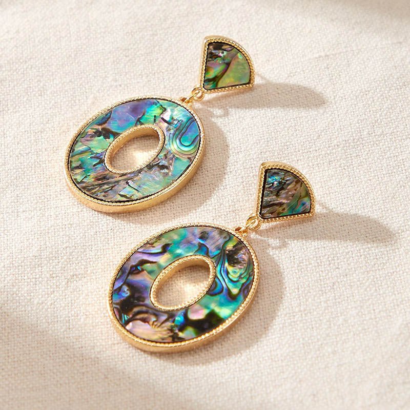 Women's Simple Design Acrylic Abalone Shell Earrings-Jewearrings