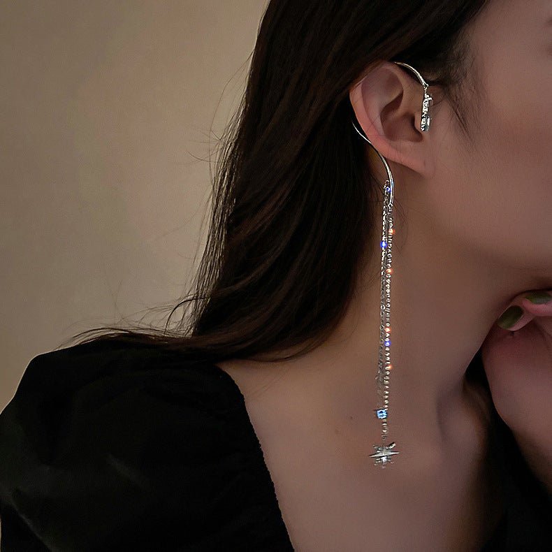 Women's Simple Diamond-studded Long Tassel Earrings-Jewearrings