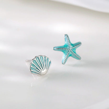 Women's Simple Temperament Starfish Shell Stud Earrings-Jewearrings