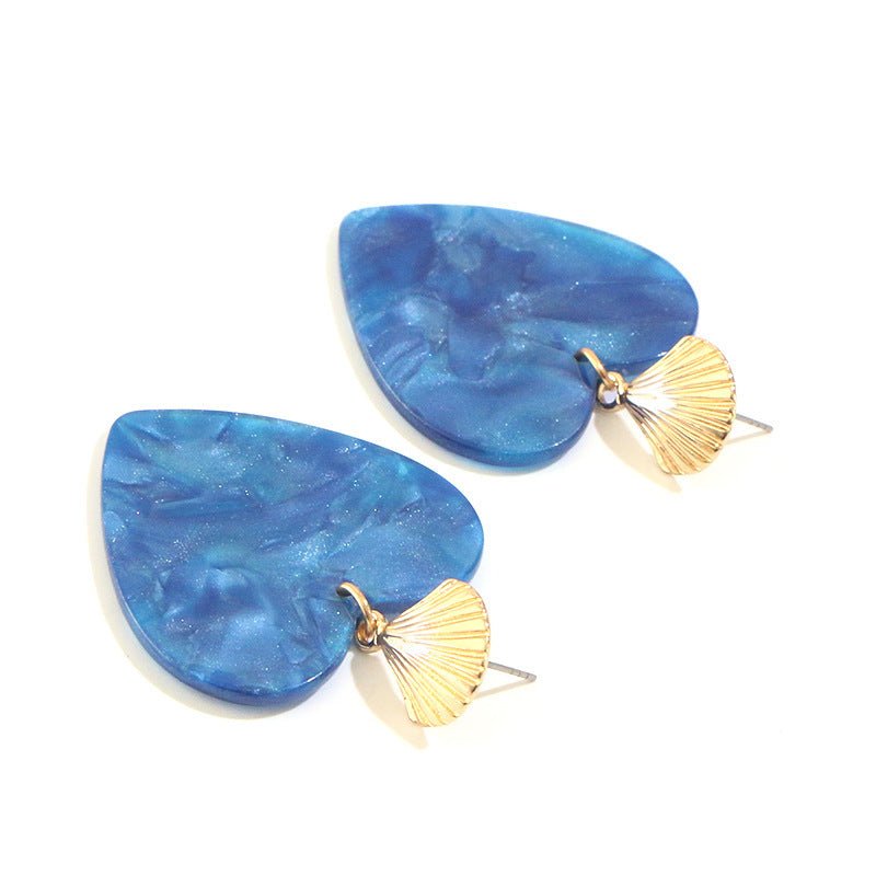 Women's Small Earrings Acrylic Acrylic Blue Heart Earrings Alloy Shell Earrings-Jewearrings