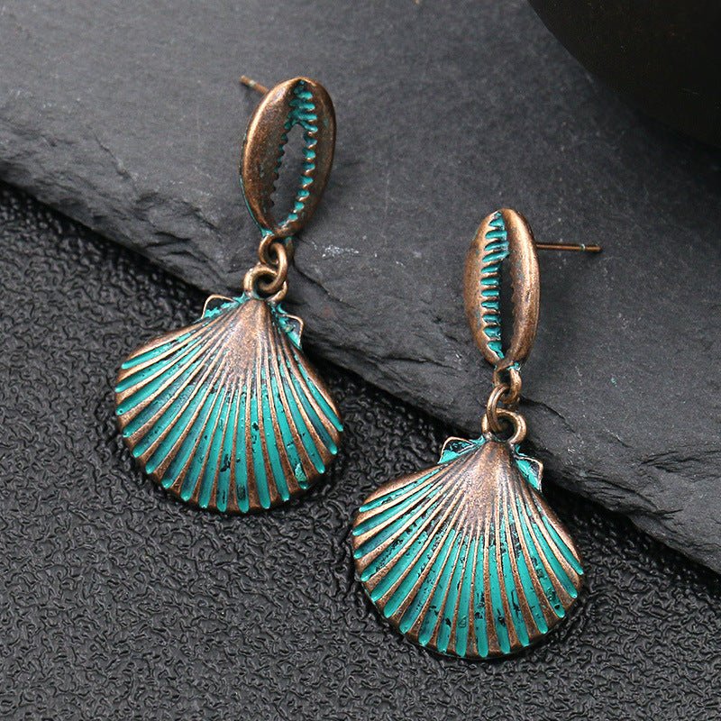 Women's Starfish Shell Shape Electroplated Alloy Earrings-Jewearrings