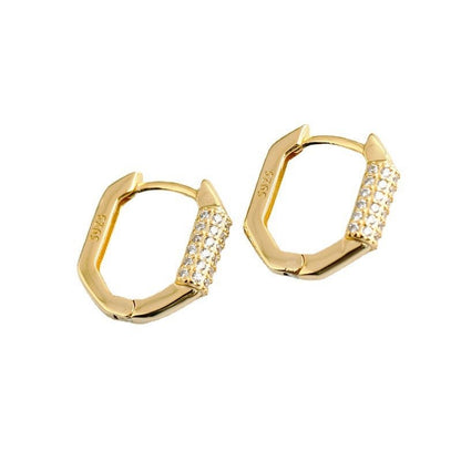 Women's Statement Electroplated Diamond Hoop Earrings-Jewearrings