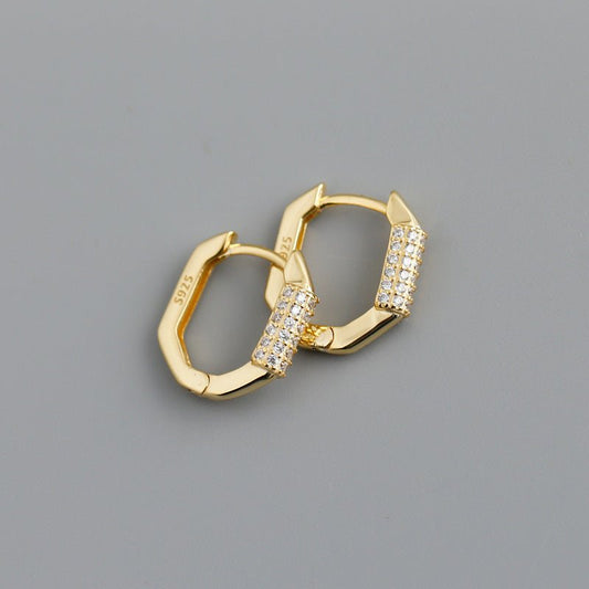 Women's Statement Electroplated Diamond Hoop Earrings-Jewearrings