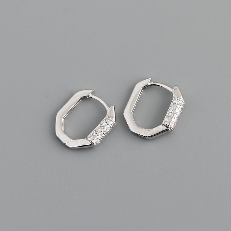 Women's Statement Electroplated Diamond Hoop Earrings-Jewearrings