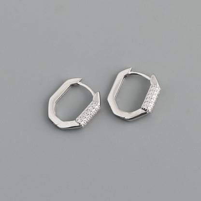 Women's Statement Electroplated Diamond Hoop Earrings-Jewearrings