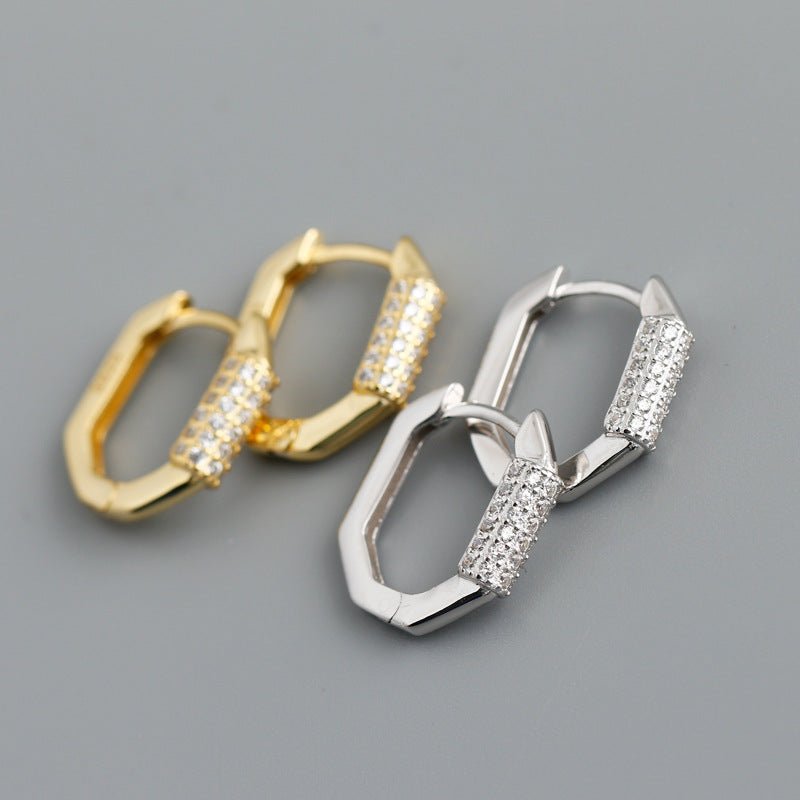 Women's Statement Electroplated Diamond Hoop Earrings-Jewearrings