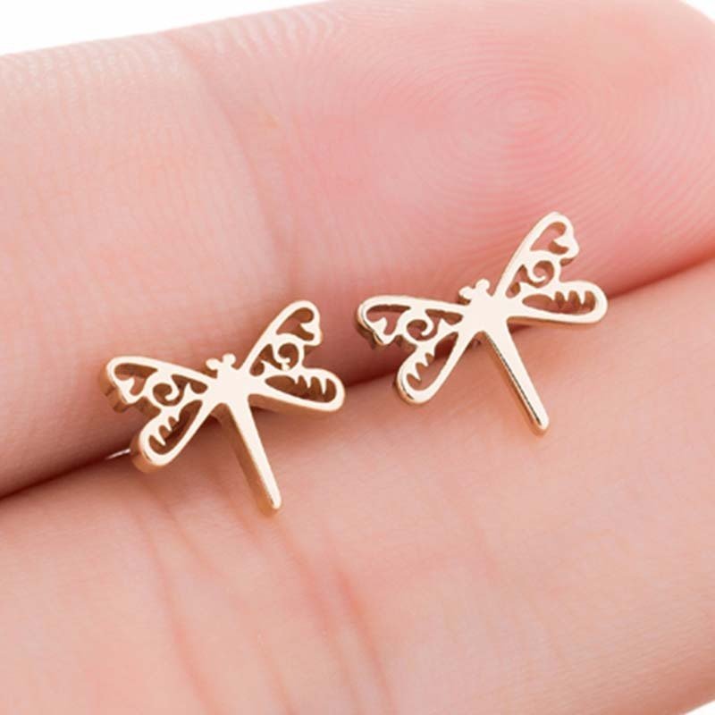 Women's Temperament Fashion Dragonfly Stud Earrings-Jewearrings