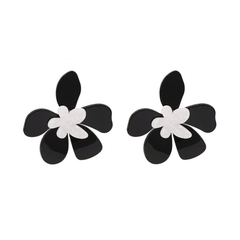 Women's Vacation Acrylic Large Flower Earrings-Jewearrings