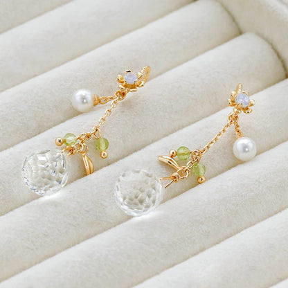 Women's White Crystal Drop Earrings-Jewearrings