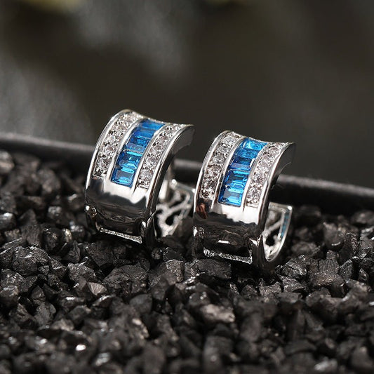 Women's Zircon Blue Vintage Earrings Fashion Jewelry-Jewearrings