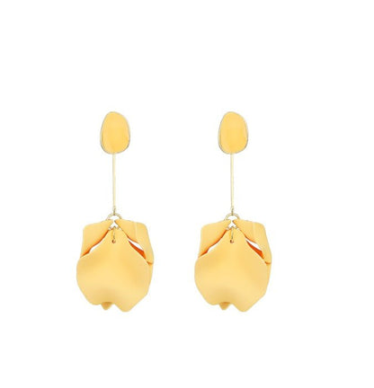 Yellow Petal Earrings Alloy Acrylic Silver Needle-Jewearrings