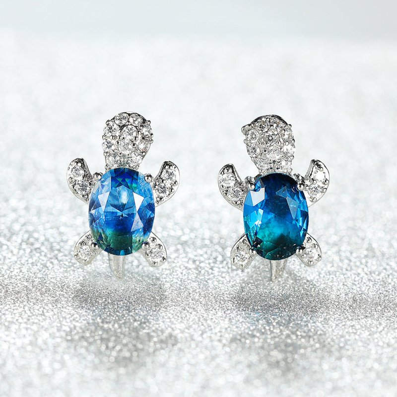 Zircon And Diamond Tortoise Stud Earrings-Jewearrings