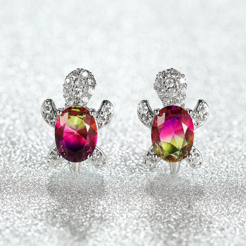 Zircon And Diamond Tortoise Stud Earrings-Jewearrings