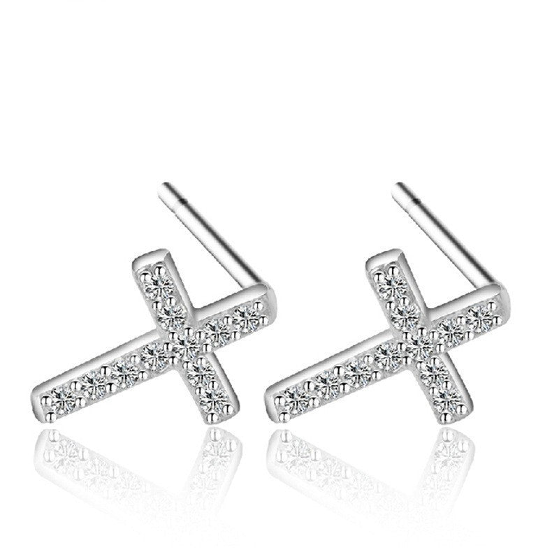 Zircon and elegant cross diamond earrings women-Jewearrings