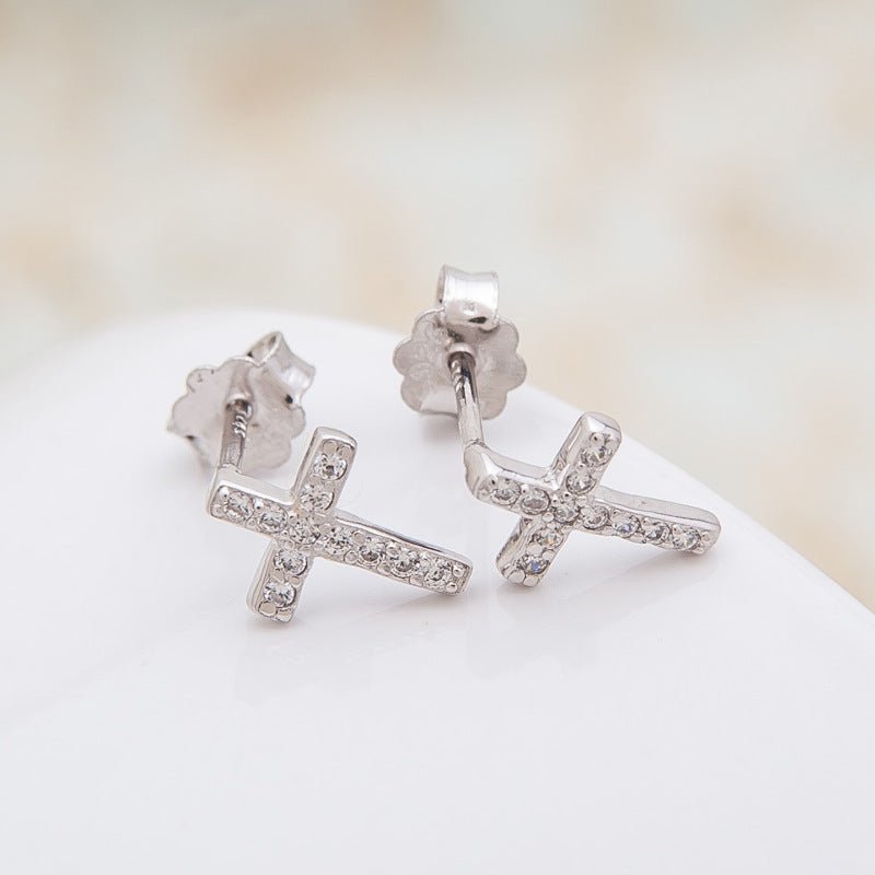 Zircon and elegant cross diamond earrings women-Jewearrings