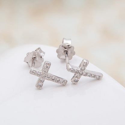 Zircon and elegant cross diamond earrings women-Jewearrings