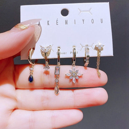 Zircon Earrings Senior Sense Blue Water Drop Set-Jewearrings