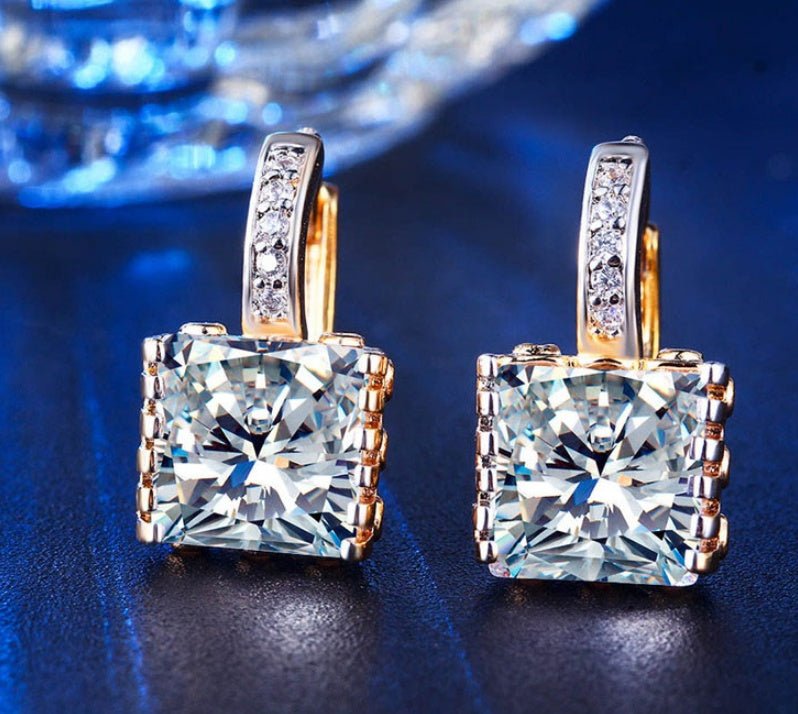 Zircon fashion classic ladies gold-plated earrings with diamond earrings-Jewearrings