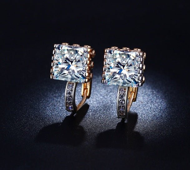 Zircon fashion classic ladies gold-plated earrings with diamond earrings-Jewearrings