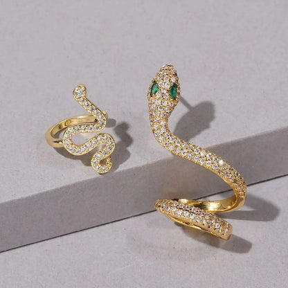 Zircon Gold Snake Earrings Animal Ear Clip-Jewearrings