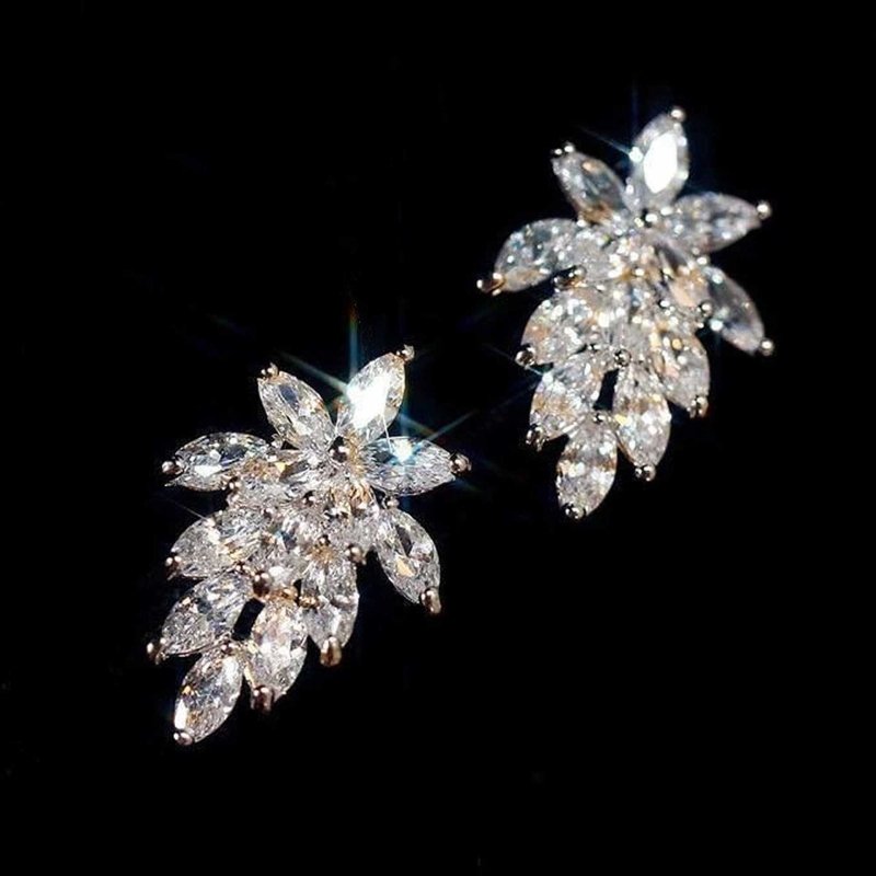 Zircon Horse Eye Diamond Bright Crystal Stud Earrings-Jewearrings