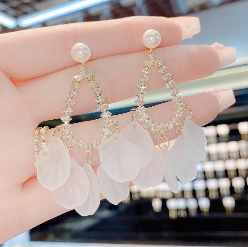 Zircon Water Droplet Earrings Female Acrylic-Jewearrings