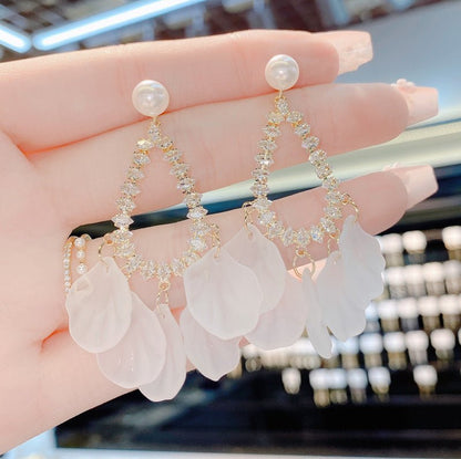 Zircon Water Droplet Earrings Female Acrylic-Jewearrings